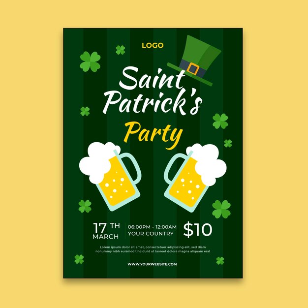 Gratis vector plat ontwerp st. patrick's day-poster