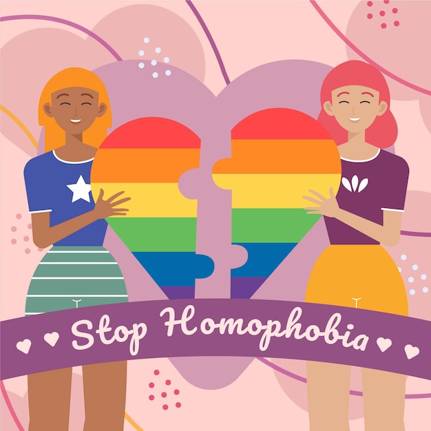 Gratis vector plat ontwerp stop homofobie queer mensen