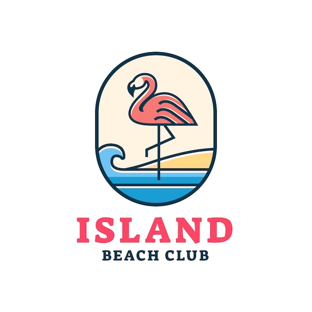 Plat ontwerp strandlogo