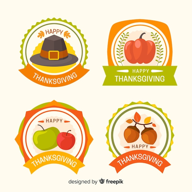 Plat ontwerp thanksgiving badgepakket