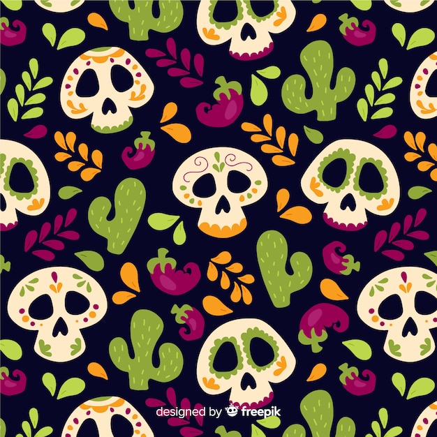 Plat ontwerp van dia de muertos-patroon