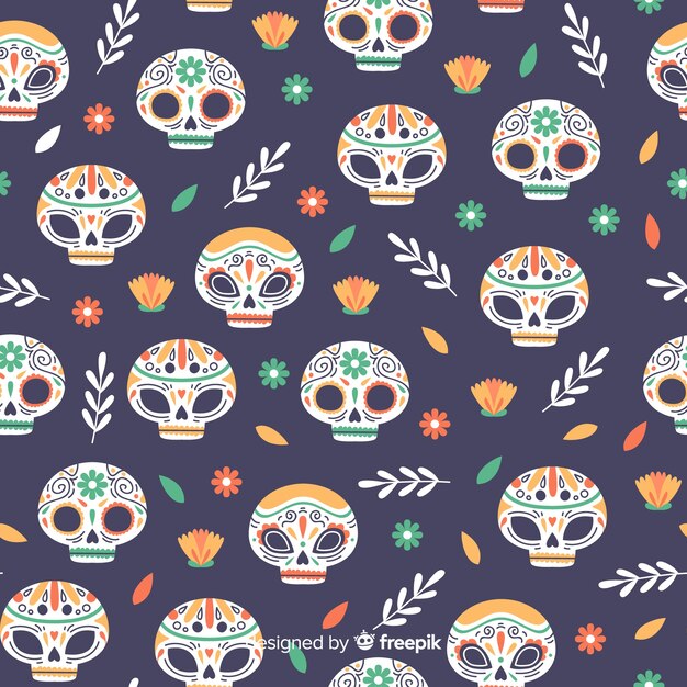 Plat ontwerp van dia de muertos-patroon