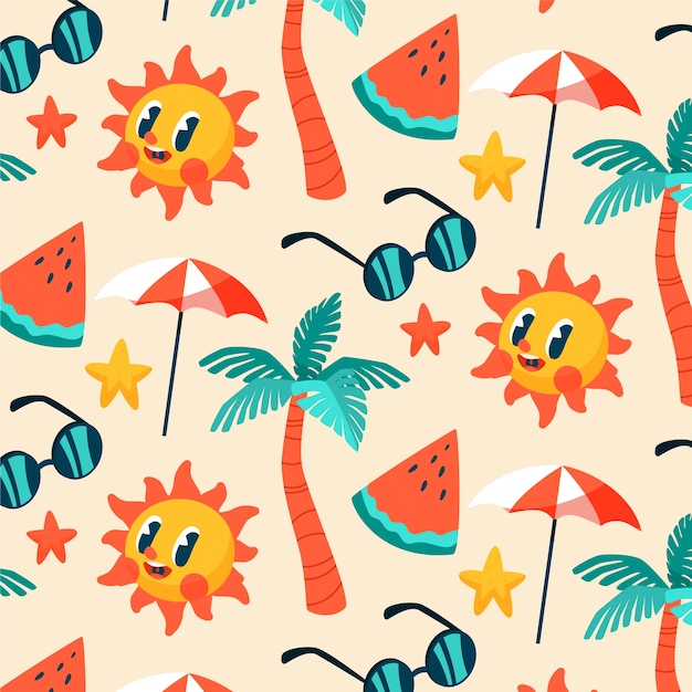 Gratis vector plat patten-ontwerp voor de zomer