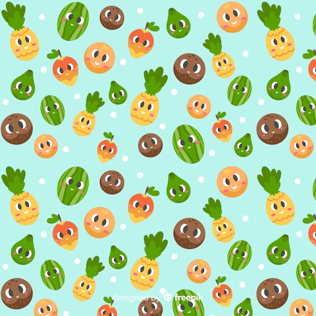 Gratis vector plat schattig tropisch fruit patroon