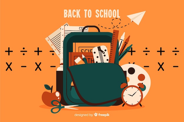 Gratis vector plat terug naar school achtergrond