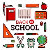 Gratis vector plat terug naar school achtergrond