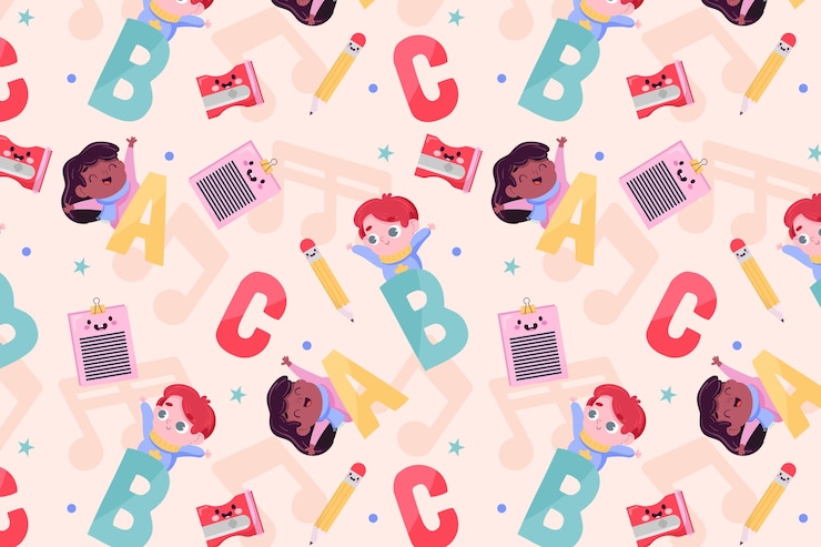 Gratis Vector plat terug naar school patroonontwerp