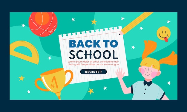 Gratis vector plat terug naar school social media postsjabloon