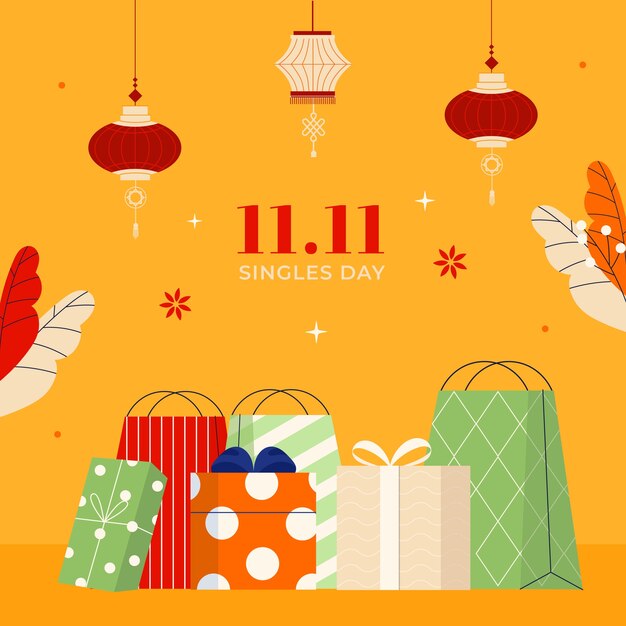 Gratis vector platte 11.11 singles' day illustratie