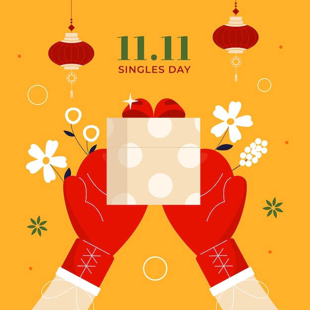 Gratis vector platte 11.11 singles' day illustratie