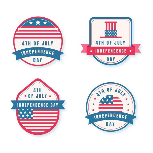 Platte 4 juli badge-collectie van de onafhankelijkheidsdag