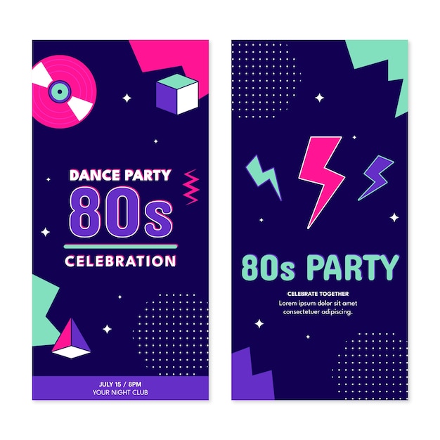 Platte 80s party verticale banners collectie