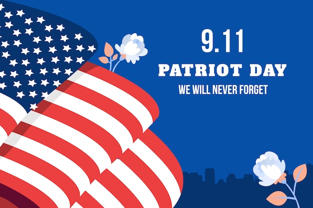 Gratis vector platte 9 11 patriot dag achtergrond