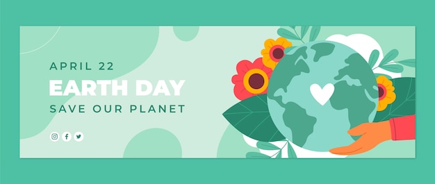 Gratis vector platte aarde dag twitter header