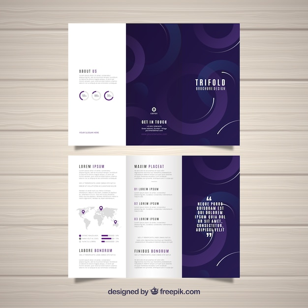 Gratis vector platte abstracte driebladige brochure