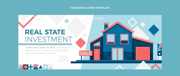 Platte abstracte geometrische onroerend goed facebook cover