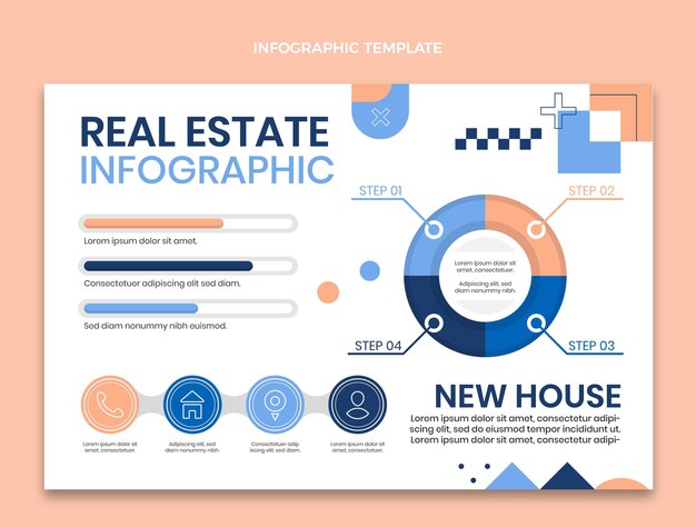 Platte abstracte geometrische onroerend goed infographic