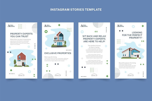 Platte abstracte geometrische onroerend goed instagram-verhalen