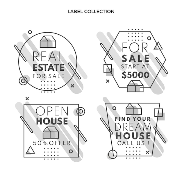 Platte abstracte geometrische vastgoedlabels