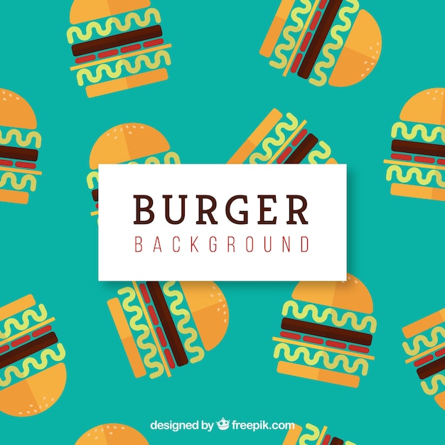 Gratis vector platte achtergrond met decoratieve hamburgers