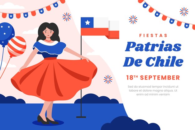 Platte achtergrond voor Chileense feesten en patriasvieringen