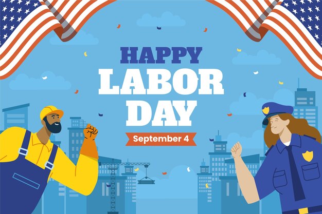 Gratis vector platte achtergrond voor de amerikaanse labor day viering