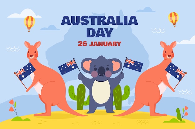 Platte achtergrond voor de australische nationale dag