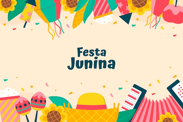 Gratis vector platte achtergrond voor de braziliaanse festas juninas viering