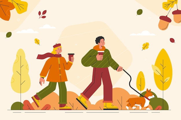 Gratis vector platte achtergrond voor de herfst