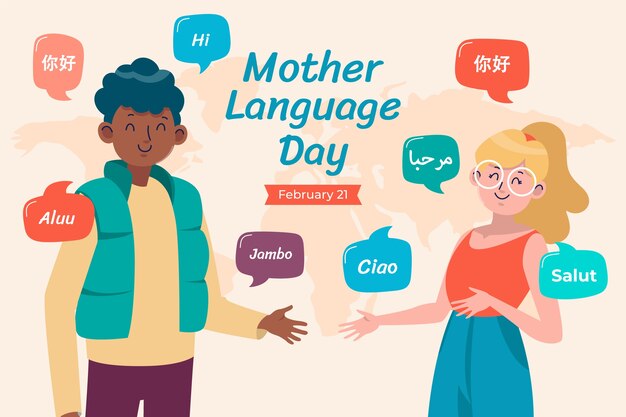 Platte achtergrond voor de internationale dag van de moedertaal
