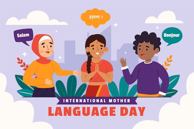 Platte achtergrond voor de internationale dag van de moedertaal