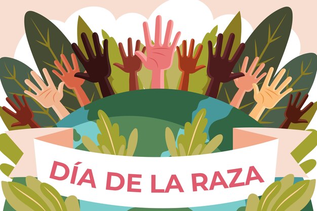 Platte achtergrond voor de Spaanse Dia de la Raza viering