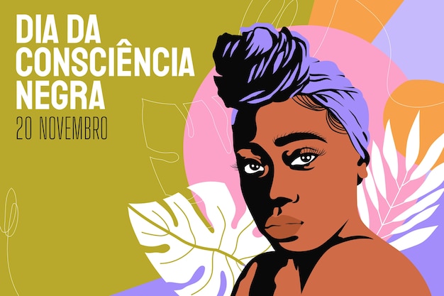 Gratis vector platte achtergrond voor de viering van de braziliaanse zwarte bewustzijnsdag