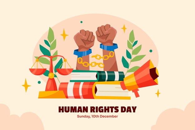 Platte achtergrond voor de viering van de dag van de mensenrechten