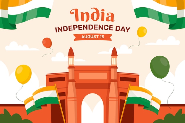 Platte achtergrond voor de viering van de onafhankelijkheidsdag van india