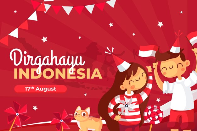 Platte achtergrond voor de viering van de onafhankelijkheidsdag van Indonesië