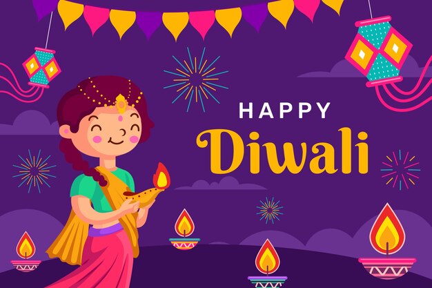 Platte achtergrond voor diwali-festivalviering