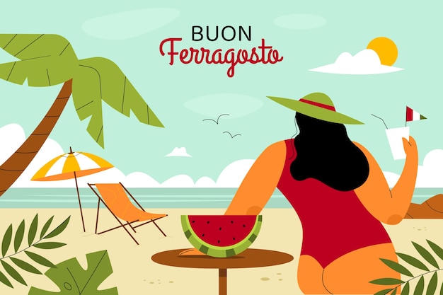 Gratis vector platte achtergrond voor ferragosto-feest