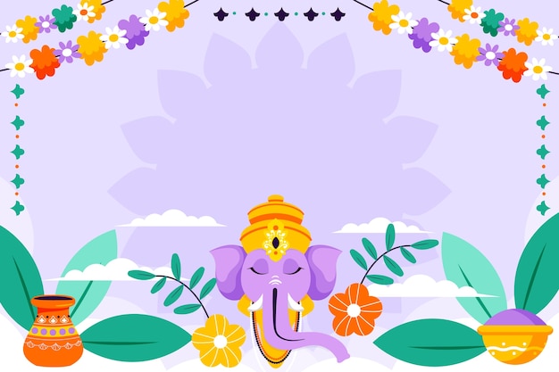 Gratis vector platte achtergrond voor ganesh chaturthi-viering