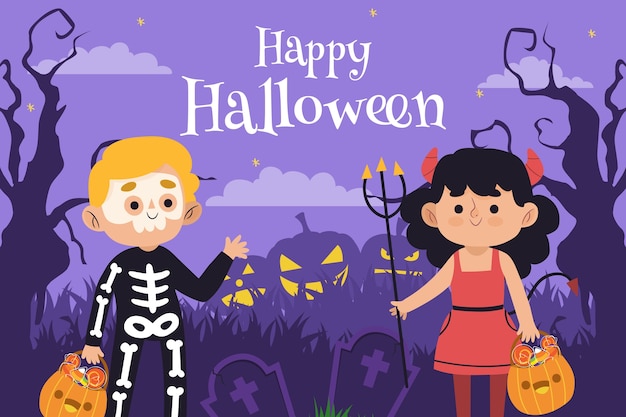 Gratis vector platte achtergrond voor halloween-feest