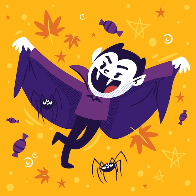 Gratis vector platte achtergrond voor halloween-seizoen