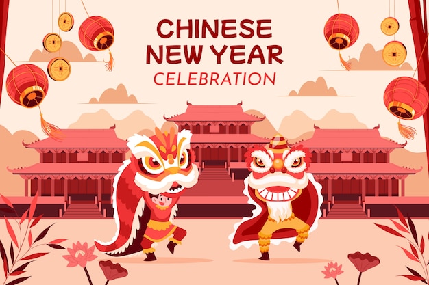 Platte achtergrond voor het Chinese nieuwjaarsfeest