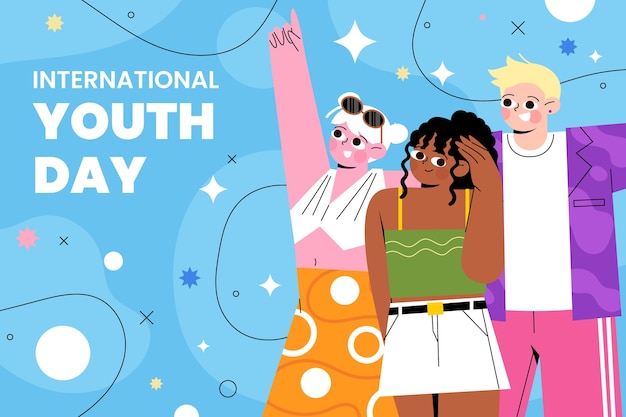 Platte achtergrond voor internationale jeugddagviering
