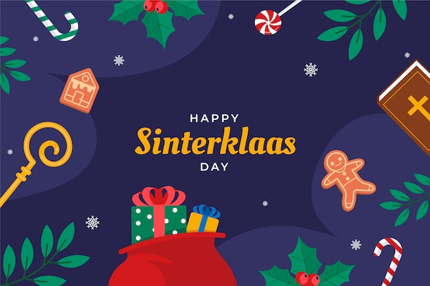 Gratis vector platte achtergrond voor nederlandse sinterklaasvakantie