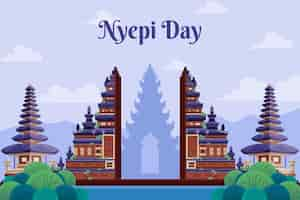 Gratis vector platte achtergrond voor nyepi