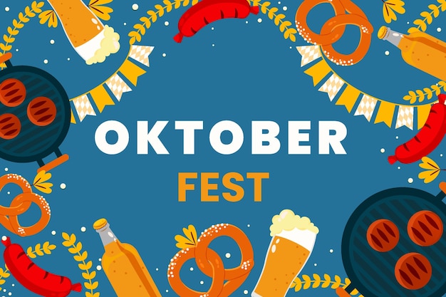 Gratis vector platte achtergrond voor oktoberfest festival