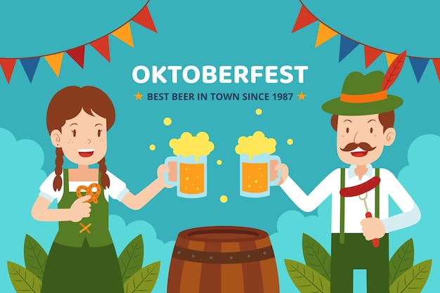 Gratis vector platte achtergrond voor oktoberfest festival