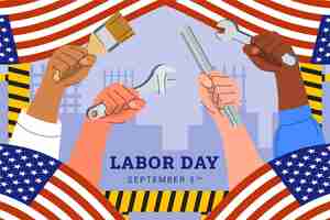 Gratis vector platte achtergrond voor ons labor day viering