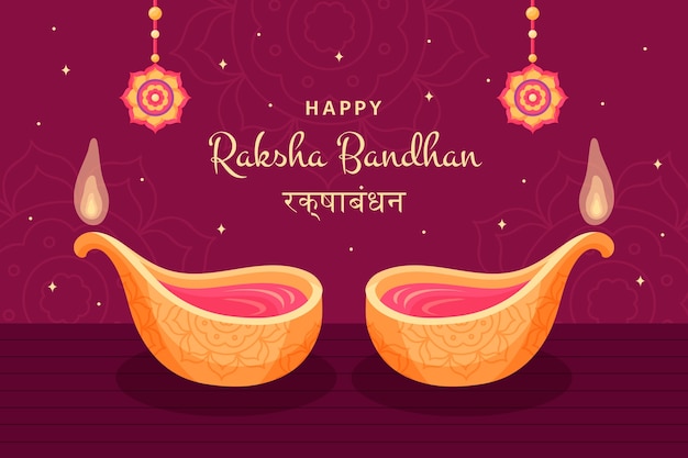 Gratis vector platte achtergrond voor raksha bandhan-viering