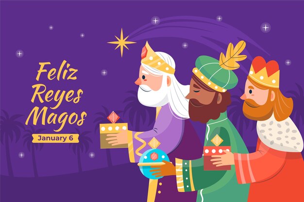 Platte achtergrond voor reyes magos